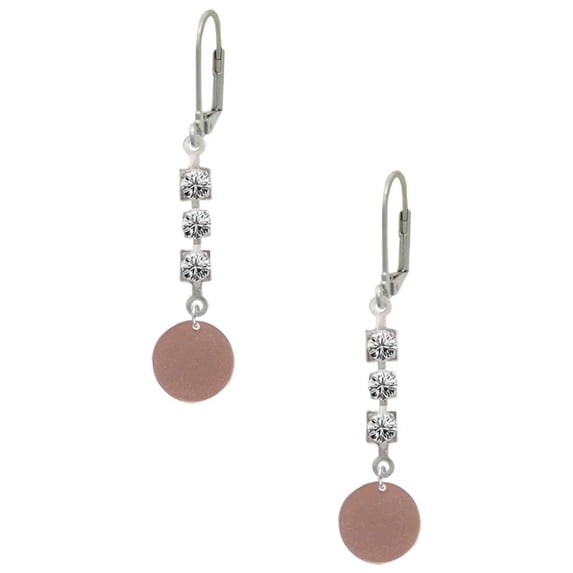 Acrylic 1/2" Disc Rose Goldtone Crystal Madison Leverback Earrings
