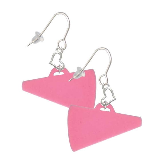Acrylic 1.25" Hot Pink Megaphone Heart French Earrings