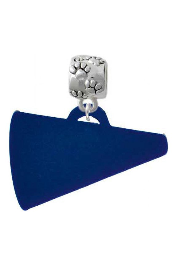 Acrylic 1.25" Navy Megaphone - Paw Print Charm Bead