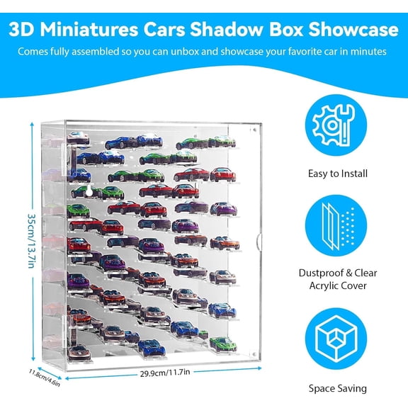 Acrylic 1/64 Scale Hot Matchbox Wheels Diecast Cars Display Case