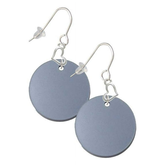 Acrylic 1" Disc Black Imitation Pearl Heart French Earrings