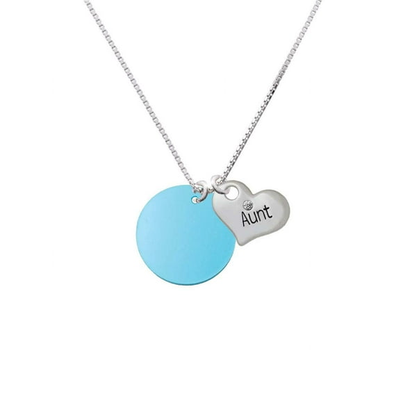 Acrylic 1" Disc Hot Blue Imitation Pearl Aunt Heart Necklace