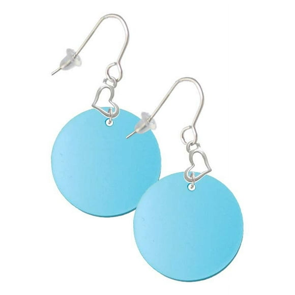 Acrylic 1" Disc Hot Blue Imitation Pearl Heart French Earrings