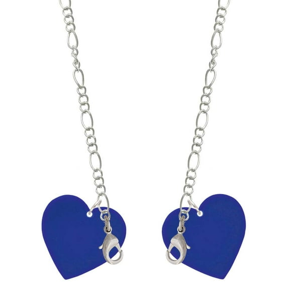 Acrylic 1" Navy Blue Heart Silvertone Face Mask Necklace