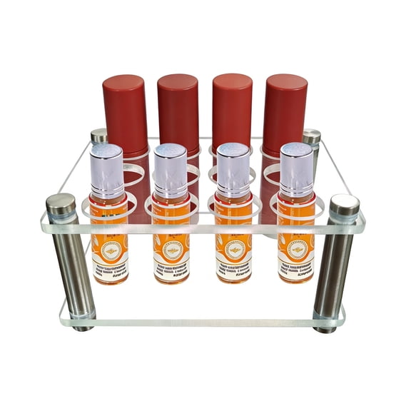 Acrylic 12 Slots Roller Perfume Organizer, Scentbird Perfume Holder, Beauty Scent Holder, Vertically Rack, Oils Makeup Lipgloss Display Case for Bedroom Bottle Comestic Storage 4.6 x 4 x 1.8 in
