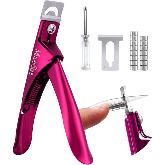 Acrylic with 15pcs Magnet Sizers, Professional Cutters for Long Acrylic Gel Nails Tips, Adjustable Stainless Nail mer, Manicure Tool for Salon Home, Plum