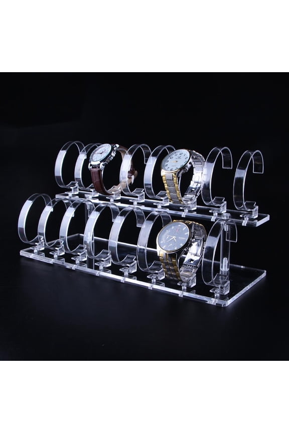 Acrylic 2-Tier Wrist Watch Bracelet Display Rack Stand Holder 1 Set Clear