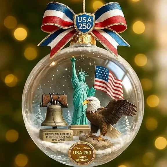 Acrylic 2D Christmas Snowball Ornament - USA 250th Anniversary Decor with Patriotic Theme for Holiday Tree, Collectible 2026 White House Style Christmas Decoration