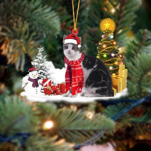 Acrylic 2D FLAT - American Wirehair Cat Christmas Ornament - Holiday Tree Decoration