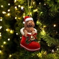 thumbnail image 1 of Acrylic 2D FLAT Apricot Cockapoo In Santa Boot Christmas Hanging Ornament, 1 of 3