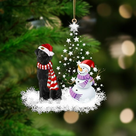 Acrylic 2D FLAT BLACK Labrador-Star Tree Hanging Ornament