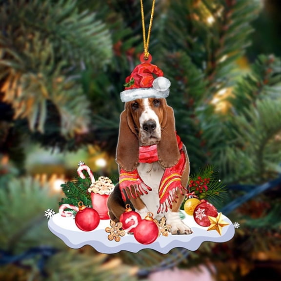 Acrylic 2D FLAT - Basset Hound-Better Christmas Hanging Ornament - Holiday Tree Decoration