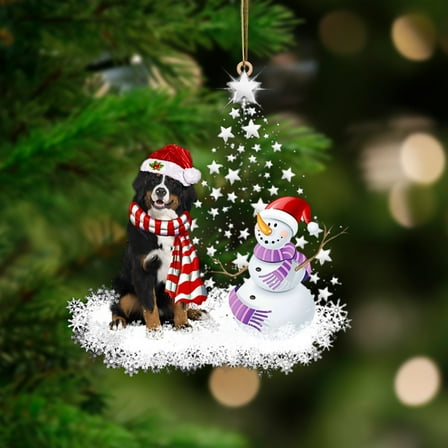 Acrylic 2D FLAT Bernese Mountain Dog 1-Star Tree Hanging Ornament