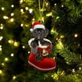 thumbnail image 1 of Acrylic 2D FLAT Boxer Black In Santa Boot Christmas Hanging Ornament, 1 of 3