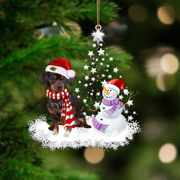 Acrylic 2D FLAT Chiweenie 2-Star Tree Hanging Ornament