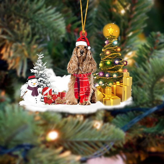 Acrylic 2D FLAT - Cocker Spaniel Christmas Ornament - Holiday Tree Decoration