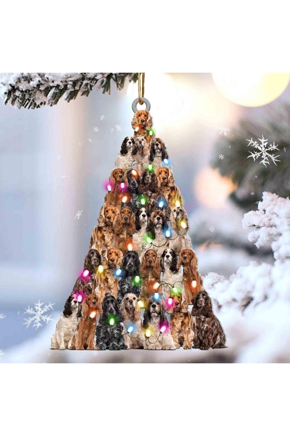 Acrylic 2D FLAT Cocker Spaniel Christmas Tree Shaped Ornament For Cocker Spaniel Lover Gift For Dog Lover Ornament