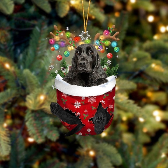 Acrylic 2D FLAT - English Cocker Spaniel 1 In Snow Pocket Christmas Ornament Flat Acrylic Dog Ornament - Holiday Tree Decoration