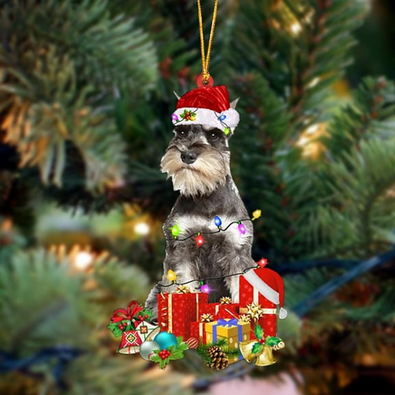 Acrylic 2D FLAT GREY Miniature Schnauzer-Dog Be Christmas Tree Hanging Ornament