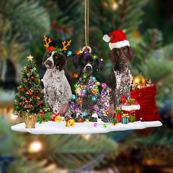 Acrylic 2D FLAT German Shorthaired Pointer-Christmas Dog Friends Hanging OrnamentChristmas Dog Friends Hanging Ornament