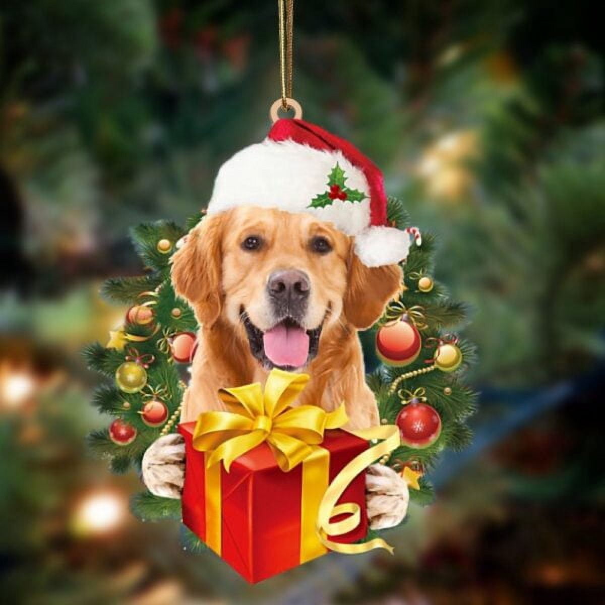 Acrylic 2D FLAT Golden RetrieverDogs give gifts Hanging Ornament — free download