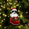 thumbnail image 1 of Acrylic 2D FLAT Goldendoodle Patri In Santa Boot Christmas Hanging Ornament, 1 of 3