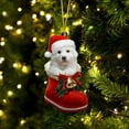 thumbnail image 1 of Acrylic 2D FLAT Great Pyrenees In Santa Boot Christmas Hanging Ornament, 1 of 3