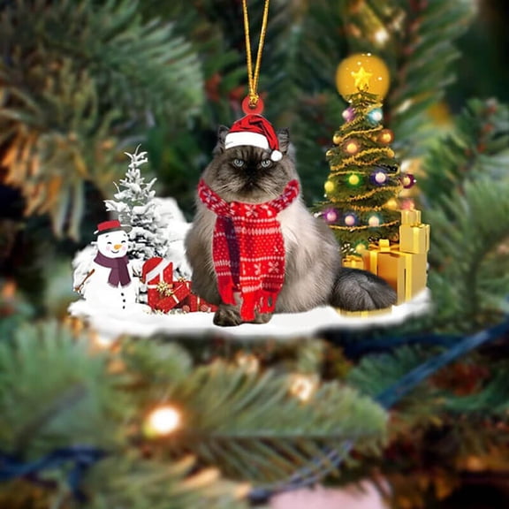 Acrylic 2D FLAT - Himalayan Cat Christmas Ornament - Holiday Tree Decoration