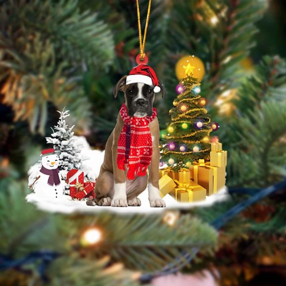 Acrylic 2D FLAT Holiday Tree Decoration Boxer Christmas Ornament LK140