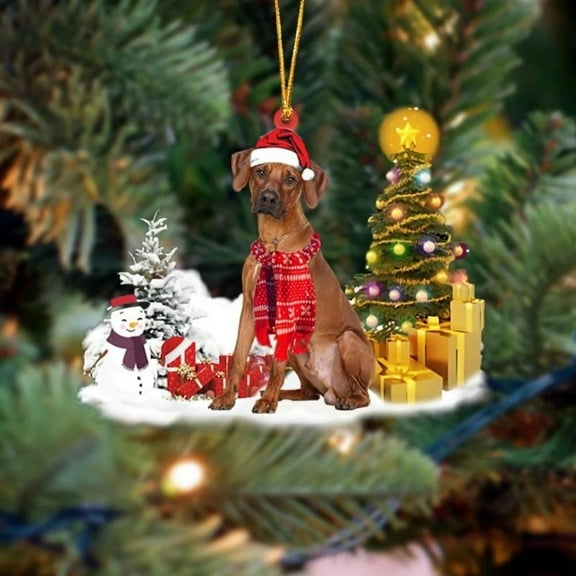 Acrylic 2D FLAT Holiday Tree Decoration Rhodesian Ridgeback Christmas Ornament LK1117