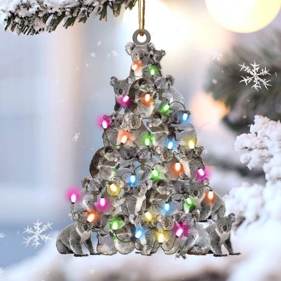 Acrylic 2D FLAT Koala Christmas Tree Shaped Acrylic Ornament For Koala Lovers