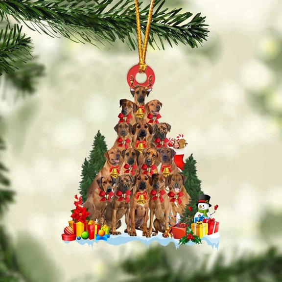 Acrylic 2D FLAT Rhodesian Ridgeback Dog Christmas Tree Ornament Dog Gifts Acrylic Ornament Dog Gifts Acrylic Ornament