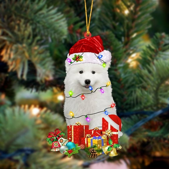 Acrylic 2D FLAT Samoyed-Dog Be Christmas Tree Hanging Ornament