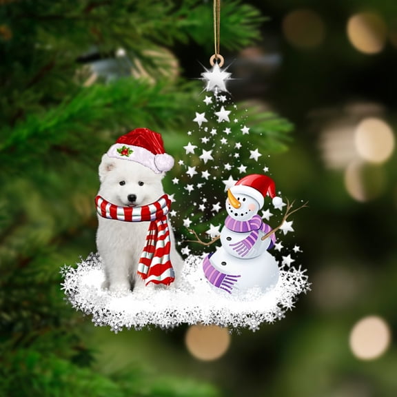 Acrylic 2D FLAT Samoyed-Star Tree Hanging Ornament