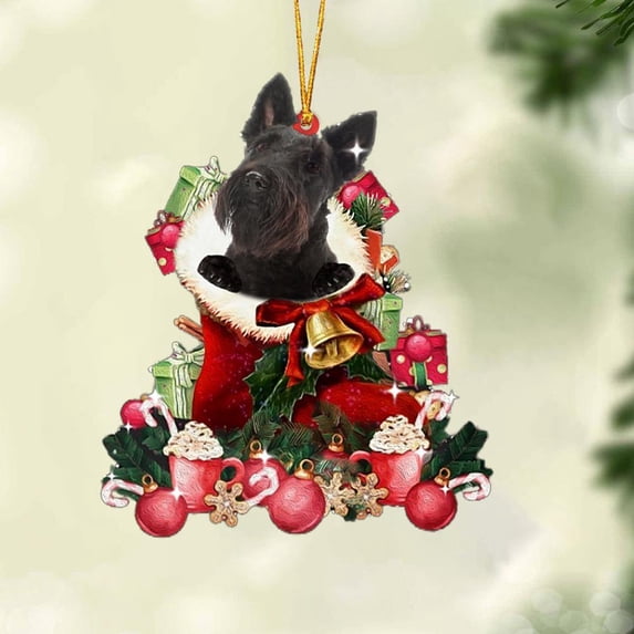 Acrylic 2D FLAT - Scottish Terrier-Red Boot Hanging Ornament - Holiday Tree Decoration
