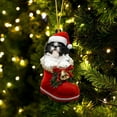 thumbnail image 1 of Acrylic 2D FLAT Shih Tzu In Santa Boot Christmas Hanging Ornament, 1 of 3
