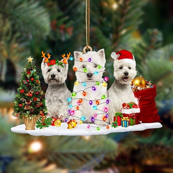 Acrylic 2D FLAT West Highland White Terrier-Christmas Dog Friends Hanging OrnamentChristmas Dog Friends Hanging Ornament