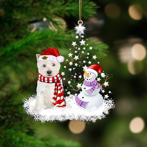 Acrylic 2D FLAT West Highland White Terrier-Star Tree Hanging Ornament