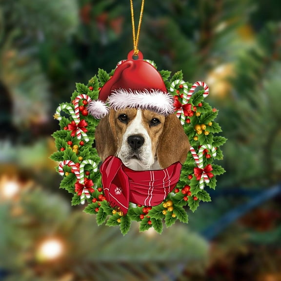 Acrylic 2D FLAT beagle-Xmas Bandana Hanging Ornament