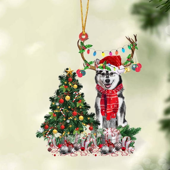 Acrylic 2D FLAT husky-Christmas Tree Gift Hanging Ornament