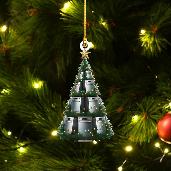 Acrylic 2D Flat Christmas Ornament Dishwasher Christmas Tree Ornament, Cute & Whimsical Holiday Decor for Festive Trees, Funny Kitchen Gift for Home Chefs
