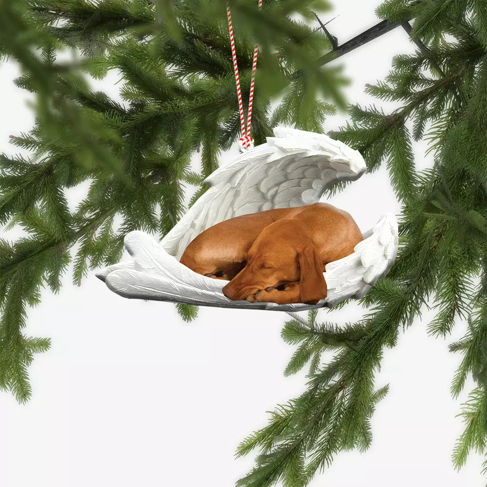 Acrylic 2D Flat Item Christmas Ornament Vizsla Dog Sleeping Angel Car ...