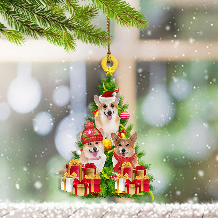 Acrylic 2D Flat Ornament Christmas Christmas Tree Ornament Dog — free download