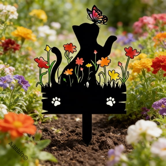 Acrylic 2D Memorial Garden Stake for Pets - 20x15 cm, Durable Black Tribute Marker, Weather-Resistant, Perfect for Memorial Corners balck