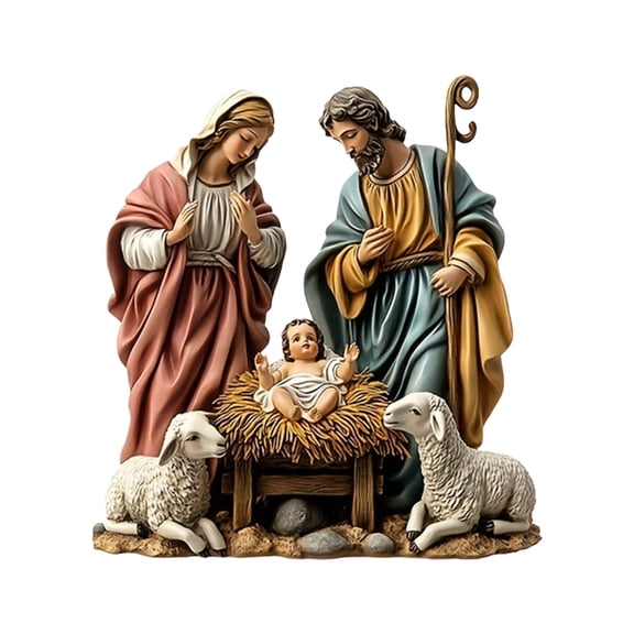 Acrylic 2D Nativity Scene Sculpture With Base Religious Ornament For Living Room Bedroom Home Church Tabletop Decors