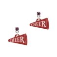 thumbnail image 1 of Acrylic 3/4" Maroon Cheer Megaphone Purple Crystal Post Earrings, 1 of 4
