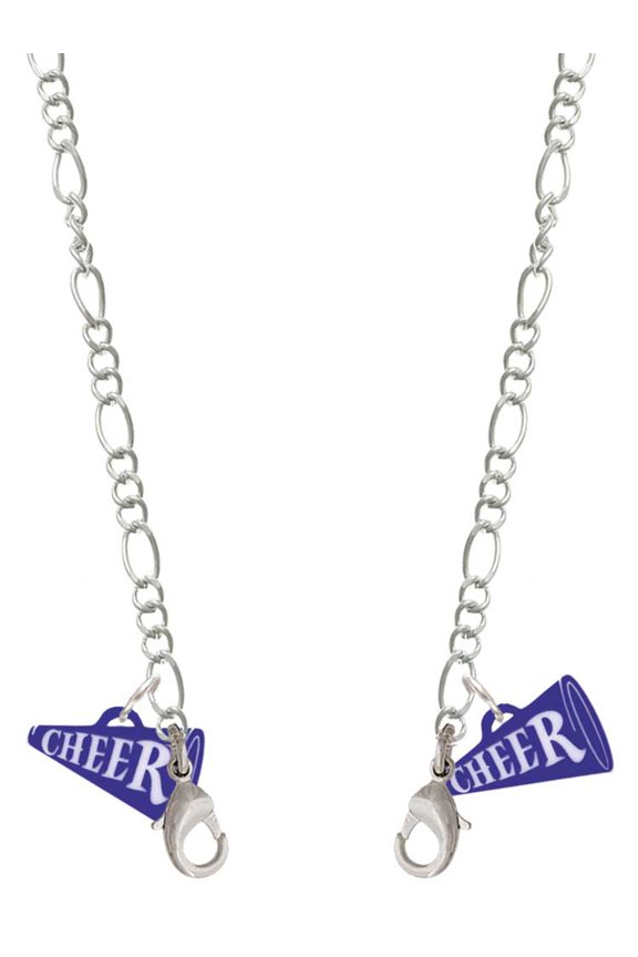Acrylic 3/4" Navy Cheer Megaphone Silvertone Face Mask Necklace