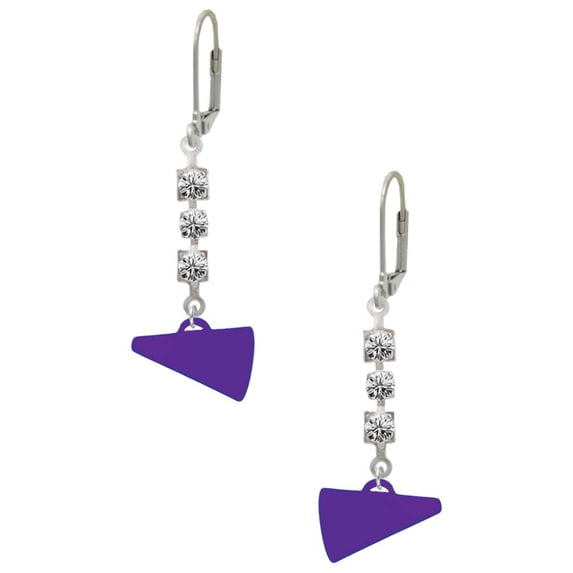 Acrylic 3/4" Purple Megaphone Crystal Madison Leverback Earrings