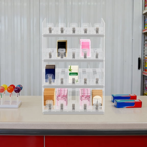 Acrylic 31.5x28.4x48cm 4-Story 5-Row Cigarette Display Rack Trapezoidal Cigarette Pusher Shop Shelves