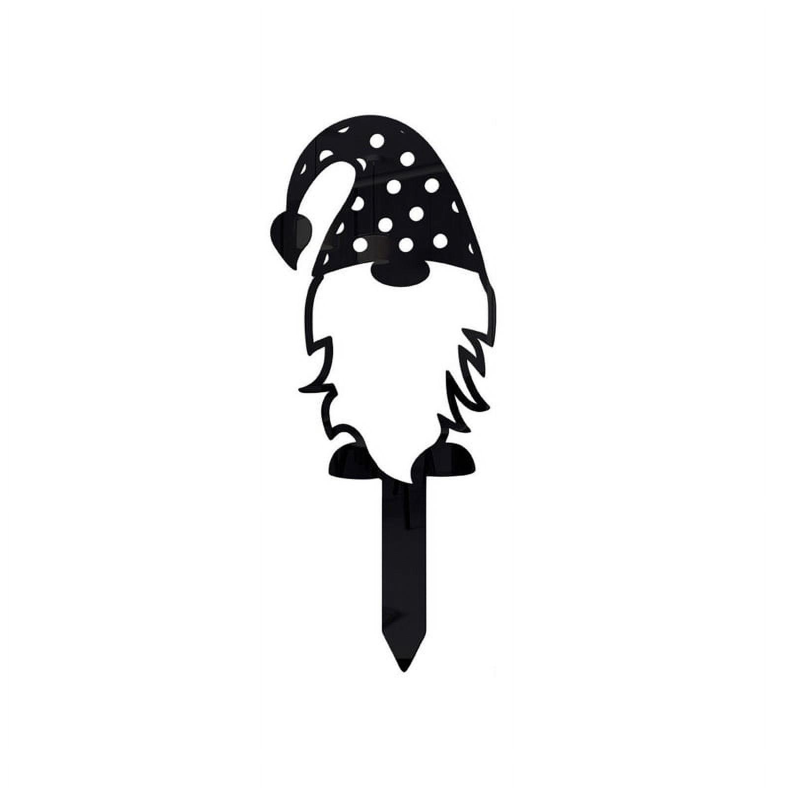 Acrylic 3D Gnome Stake Hollow Art Black Dwarf Ornamental Garden Plug